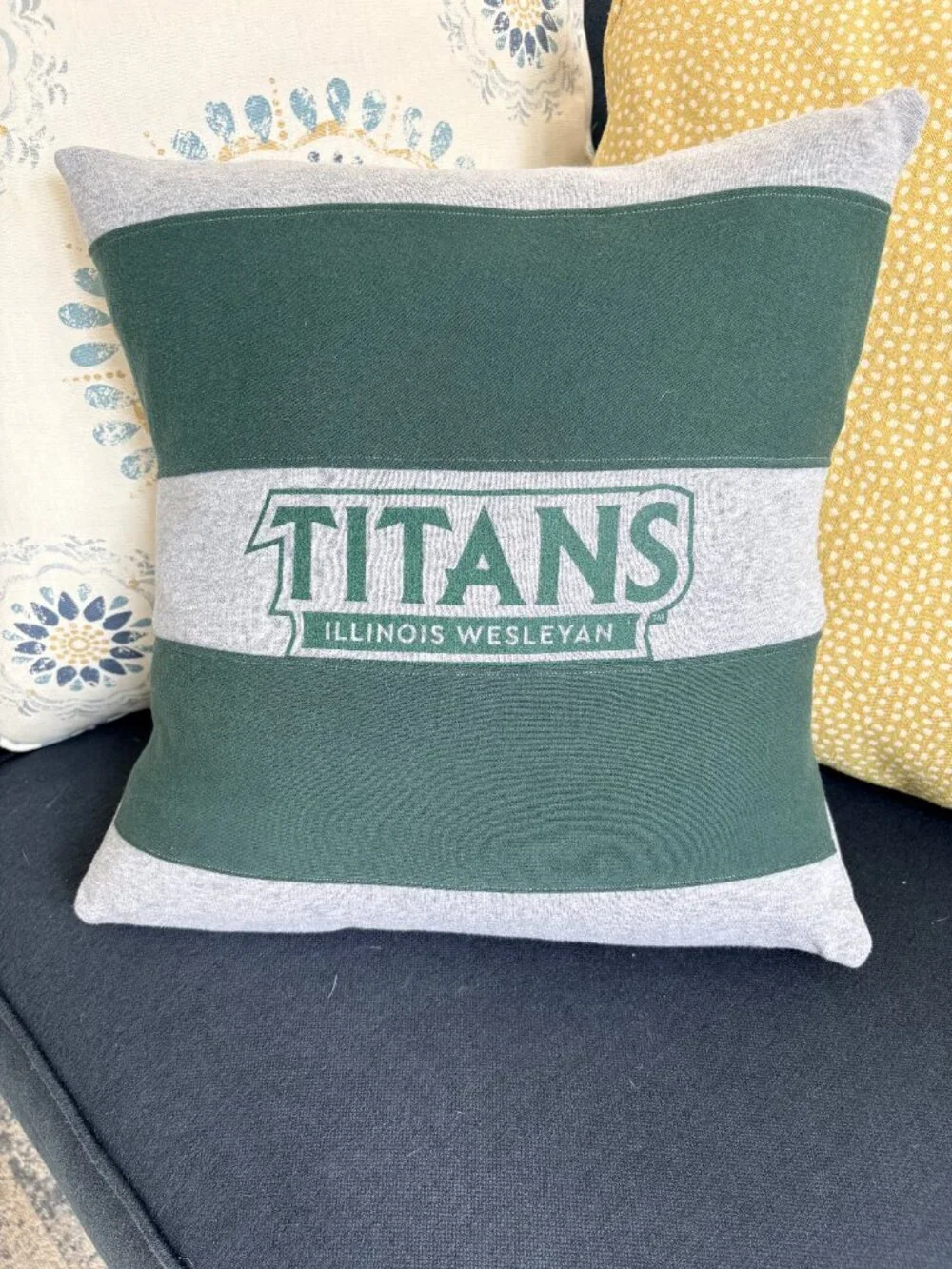 Illinois Wesleyan University reworked sweatshirt throw pillow cover dorm decor